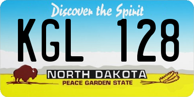 ND license plate KGL128