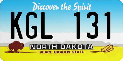 ND license plate KGL131