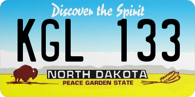ND license plate KGL133