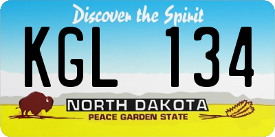 ND license plate KGL134