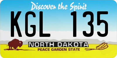ND license plate KGL135