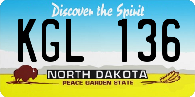 ND license plate KGL136