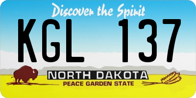 ND license plate KGL137