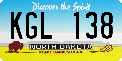 ND license plate KGL138