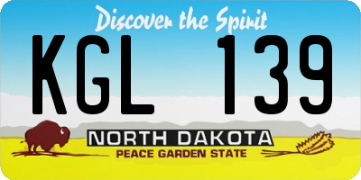 ND license plate KGL139