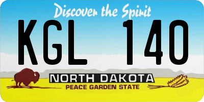 ND license plate KGL140