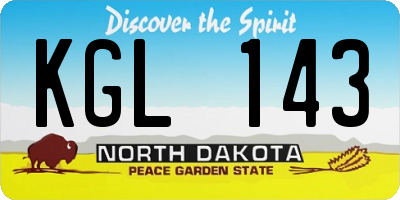 ND license plate KGL143