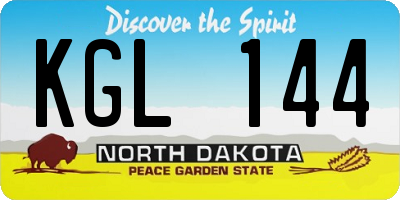 ND license plate KGL144