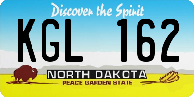 ND license plate KGL162