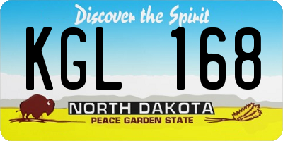 ND license plate KGL168