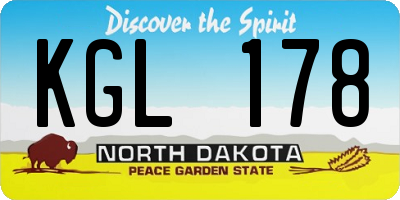 ND license plate KGL178