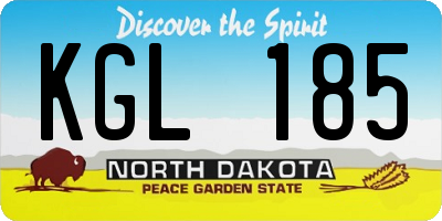 ND license plate KGL185