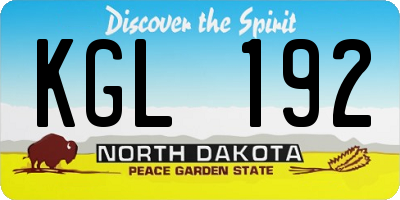 ND license plate KGL192