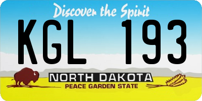 ND license plate KGL193