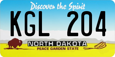ND license plate KGL204