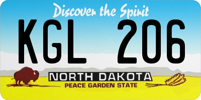 ND license plate KGL206