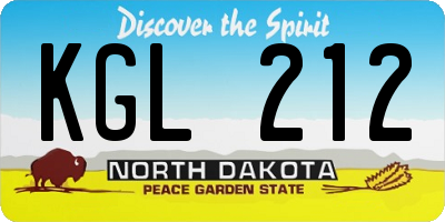 ND license plate KGL212