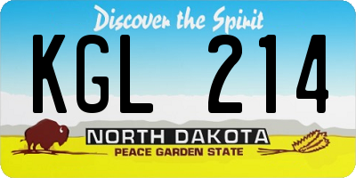 ND license plate KGL214