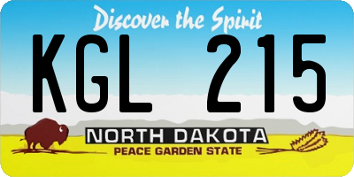 ND license plate KGL215