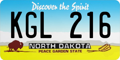 ND license plate KGL216