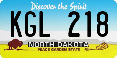 ND license plate KGL218