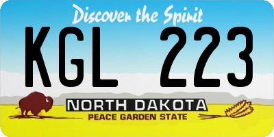 ND license plate KGL223