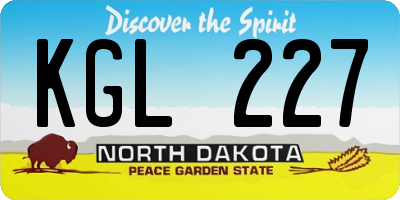 ND license plate KGL227