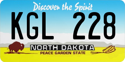 ND license plate KGL228