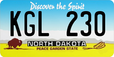ND license plate KGL230