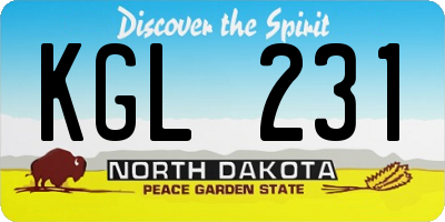 ND license plate KGL231
