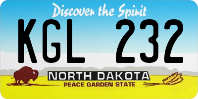 ND license plate KGL232