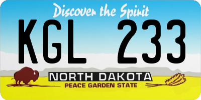 ND license plate KGL233