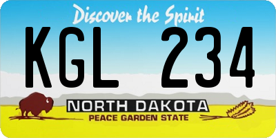 ND license plate KGL234