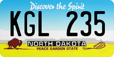 ND license plate KGL235