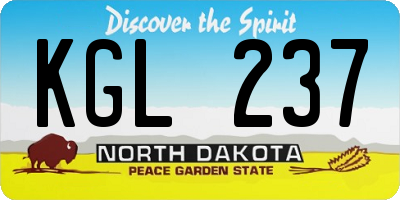 ND license plate KGL237