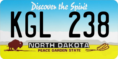 ND license plate KGL238