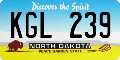 ND license plate KGL239