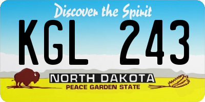 ND license plate KGL243