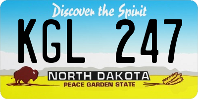 ND license plate KGL247