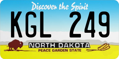 ND license plate KGL249
