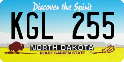 ND license plate KGL255