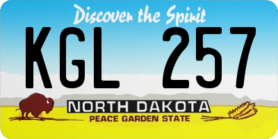 ND license plate KGL257