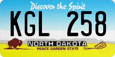 ND license plate KGL258