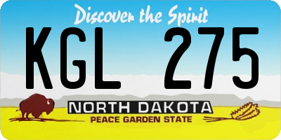 ND license plate KGL275