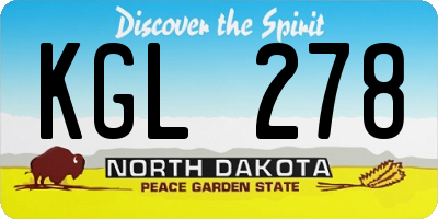 ND license plate KGL278