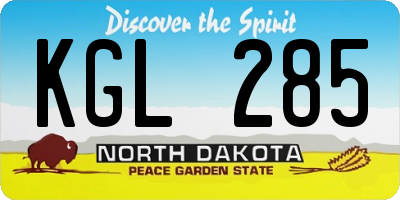 ND license plate KGL285