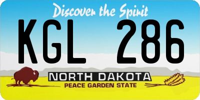 ND license plate KGL286