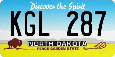 ND license plate KGL287