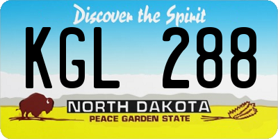 ND license plate KGL288