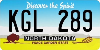 ND license plate KGL289